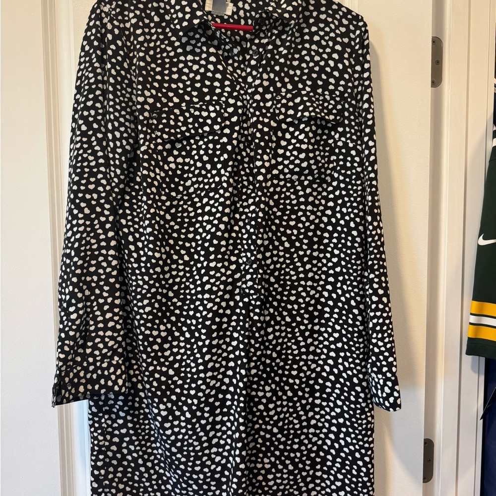 Old Navy Black and White Heart Pattern Dress